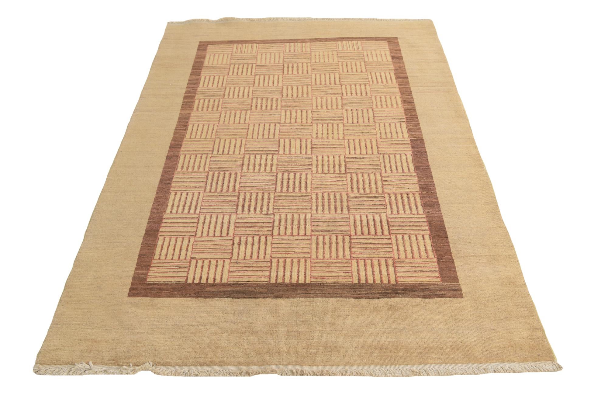 4' 10 x 7' Hand Knotted Modern Ziegler Oriental Wool Rug