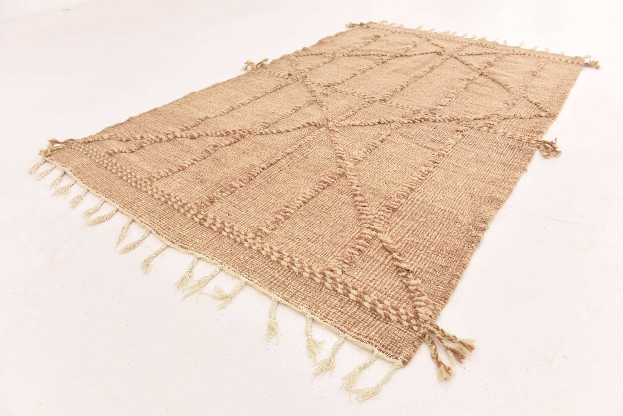 5' x 8' 2 Hand Knotted Moroccan Wool Rug