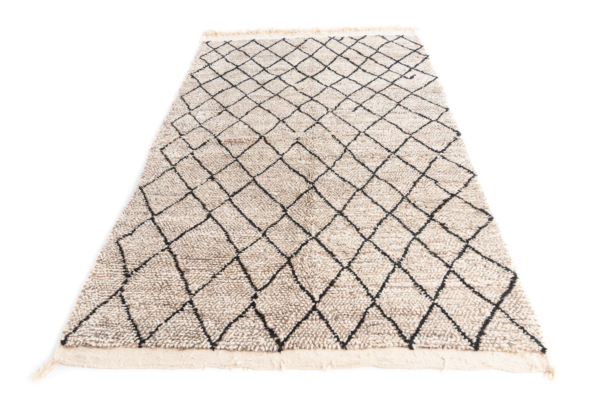 4' 10 x 8' 3 Hand Knotted Moroccan Wool Rug