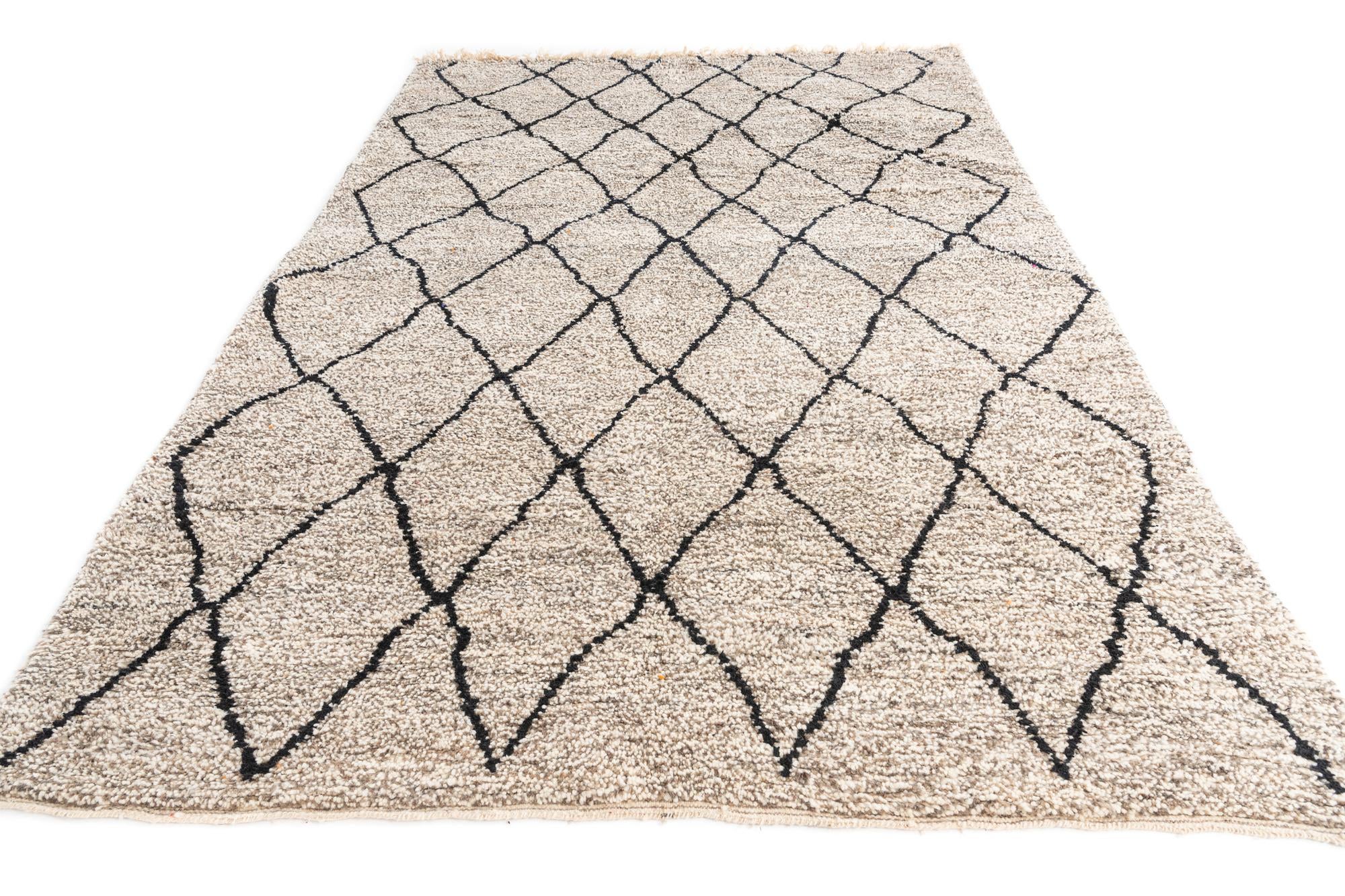 6' 8 x 10' Hand Knotted Moroccan Wool Rug