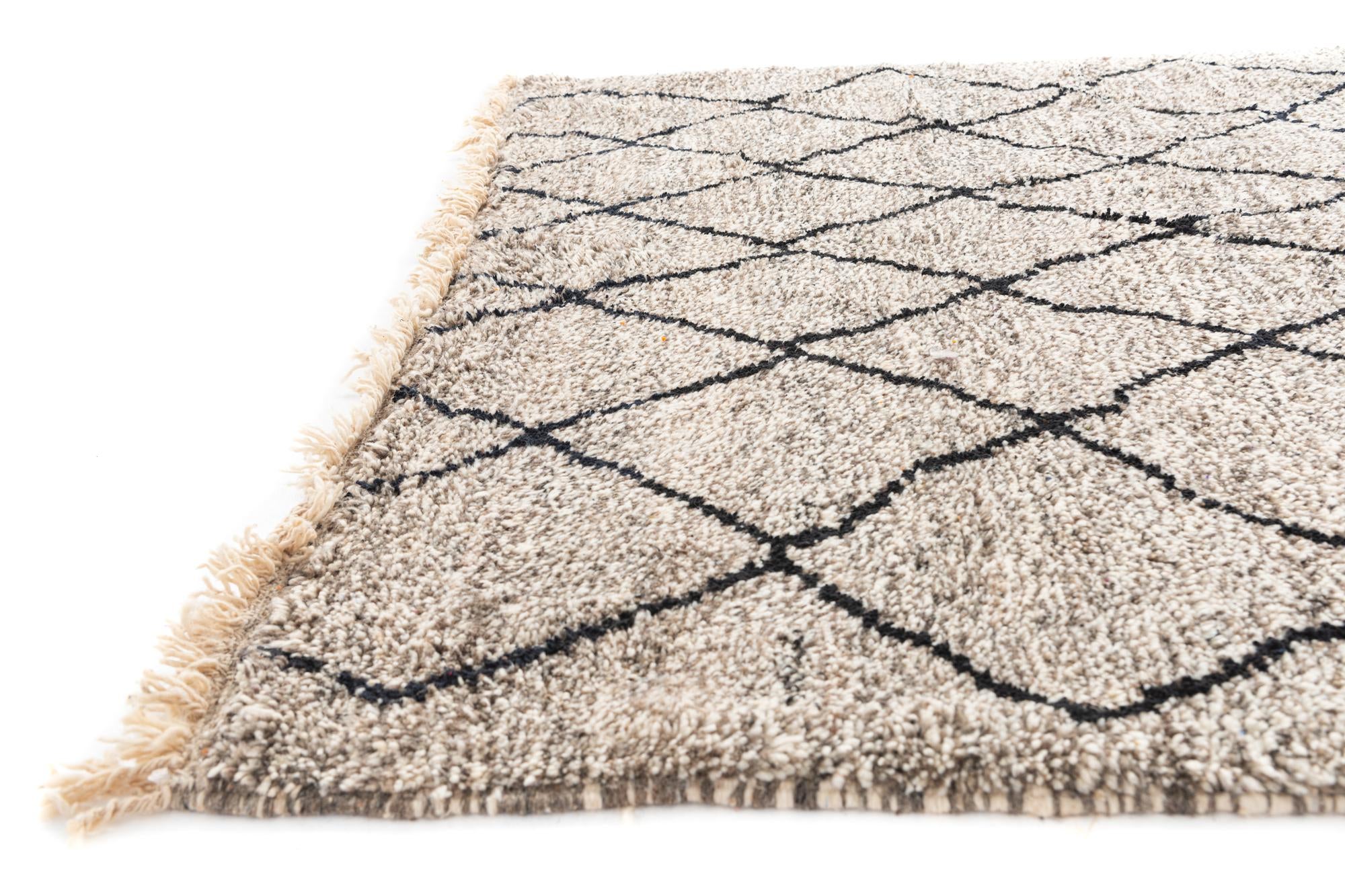 6' 8 x 10' Hand Knotted Moroccan Wool Rug