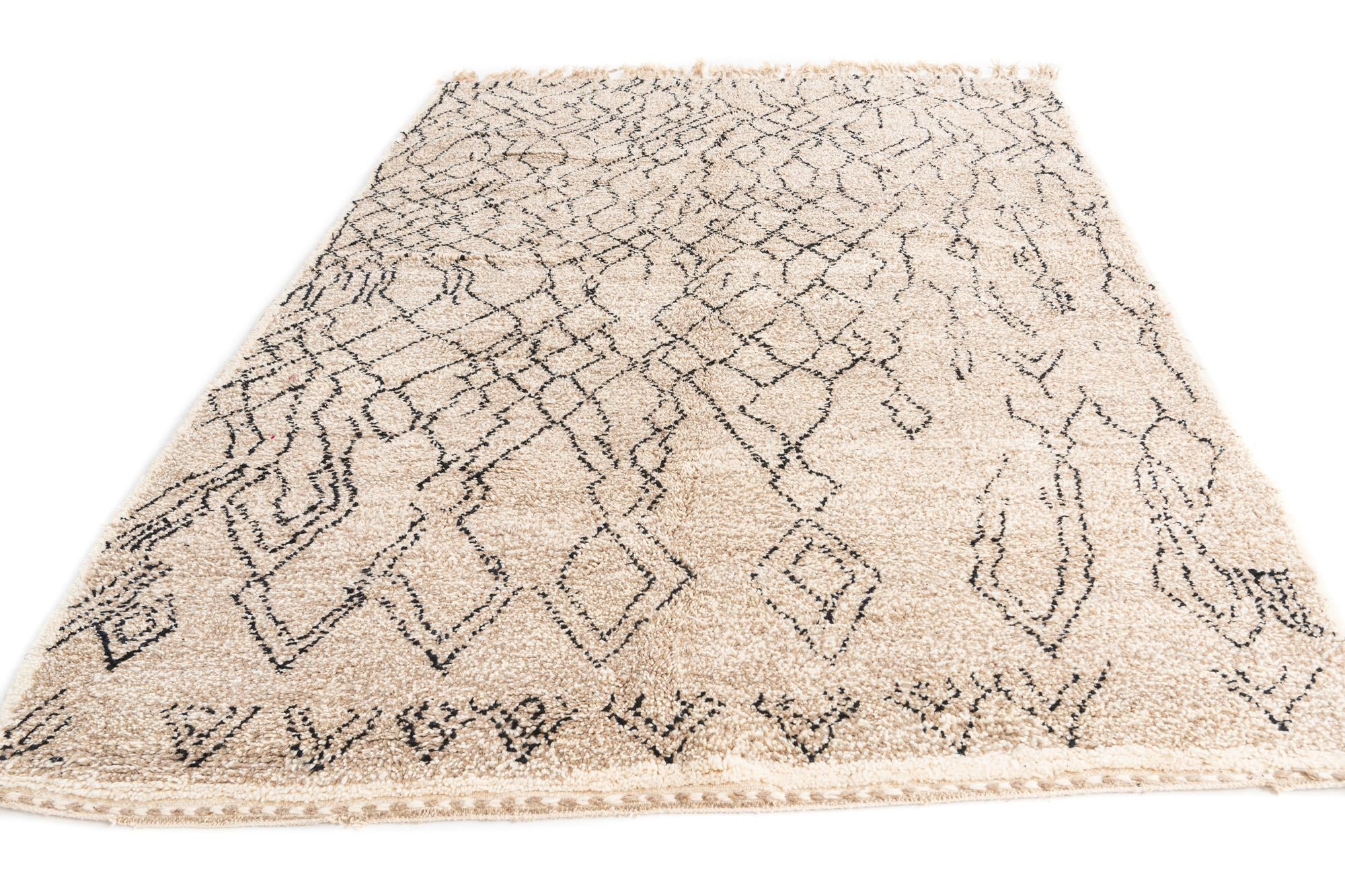 7' x 9' 7 Hand Knotted Moroccan Wool Rug