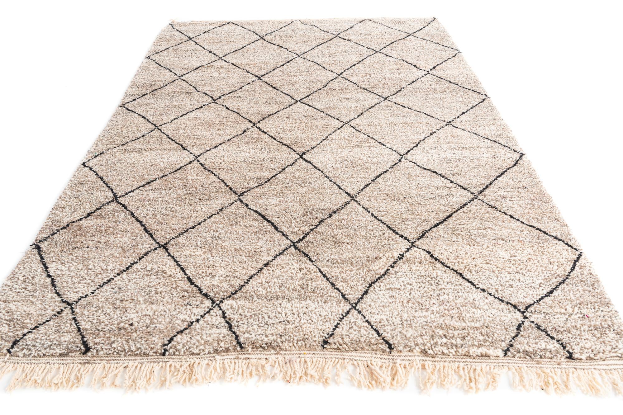6' 8 x 9' 9 Hand Knotted Moroccan Wool Rug