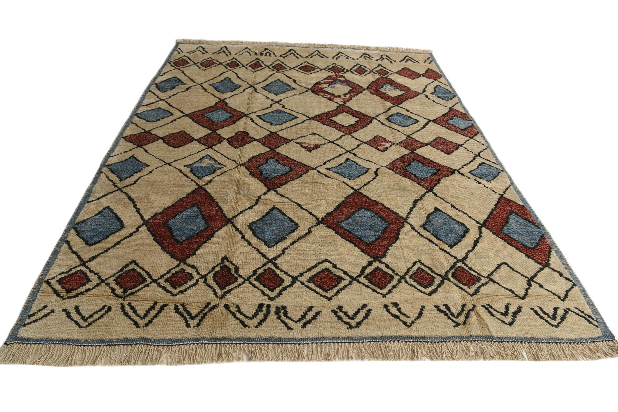 9' 3 x 11' 10 Hand Knotted Moroccan Wool Rug