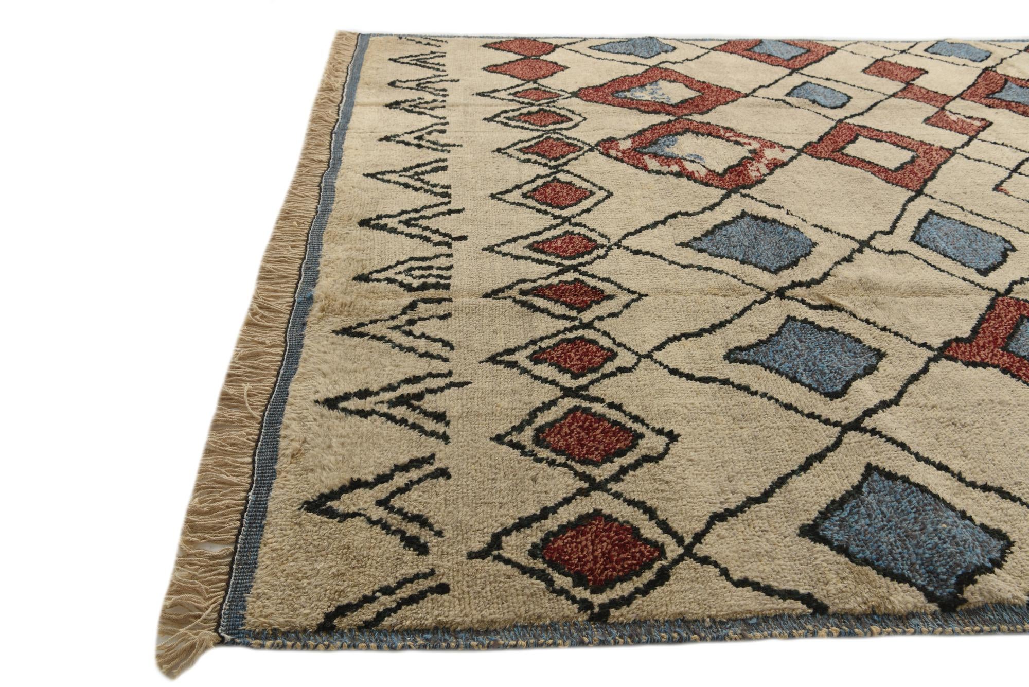 9' 3 x 11' 10 Hand Knotted Moroccan Wool Rug