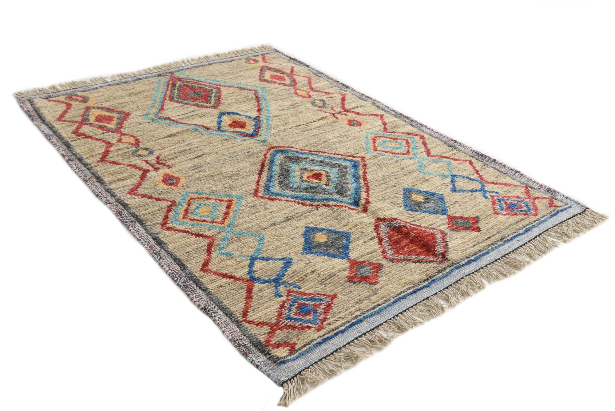 5' 3 x 7' 5 Hand Knotted Moroccan Wool Rug
