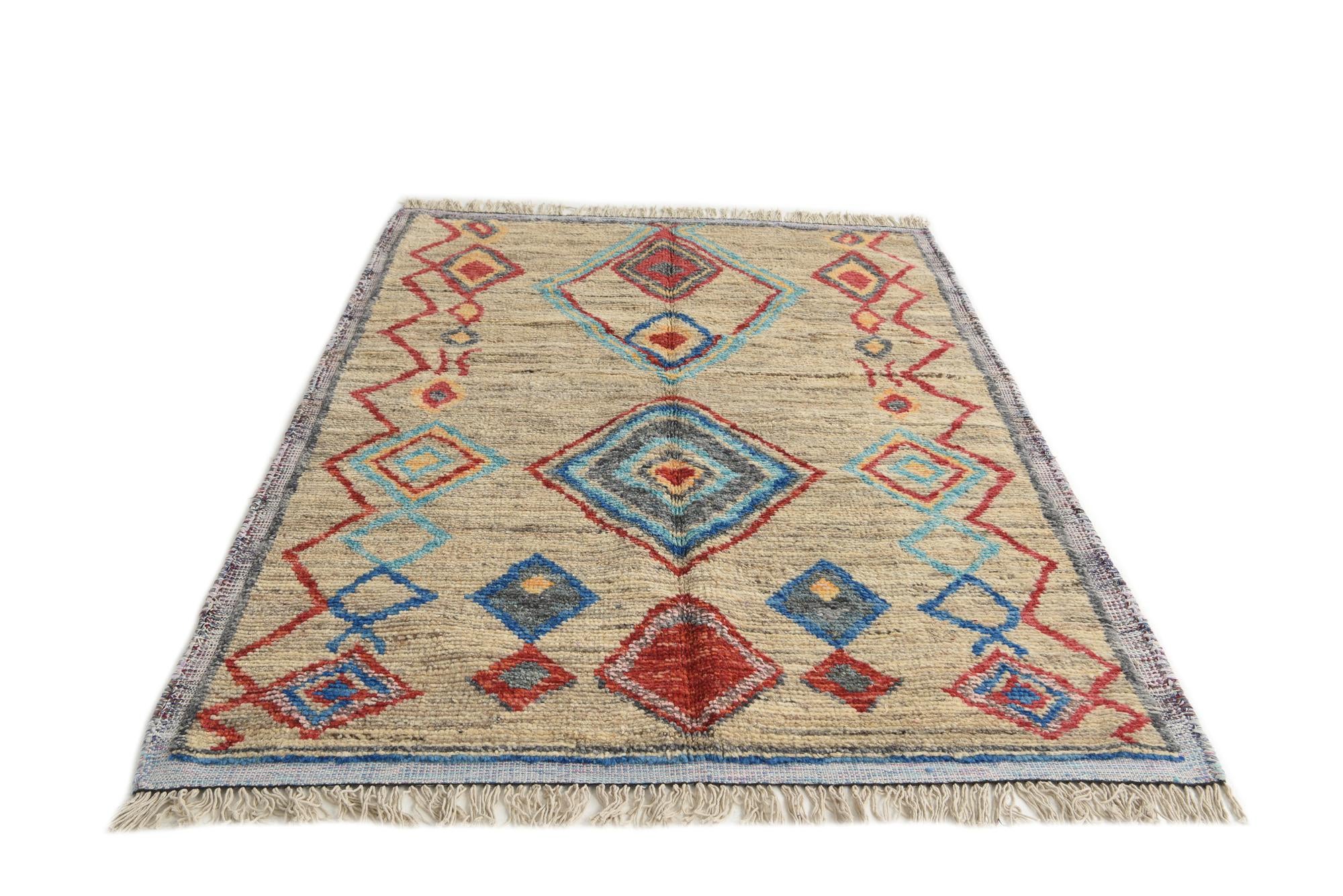 5' 3 x 7' 5 Hand Knotted Moroccan Wool Rug