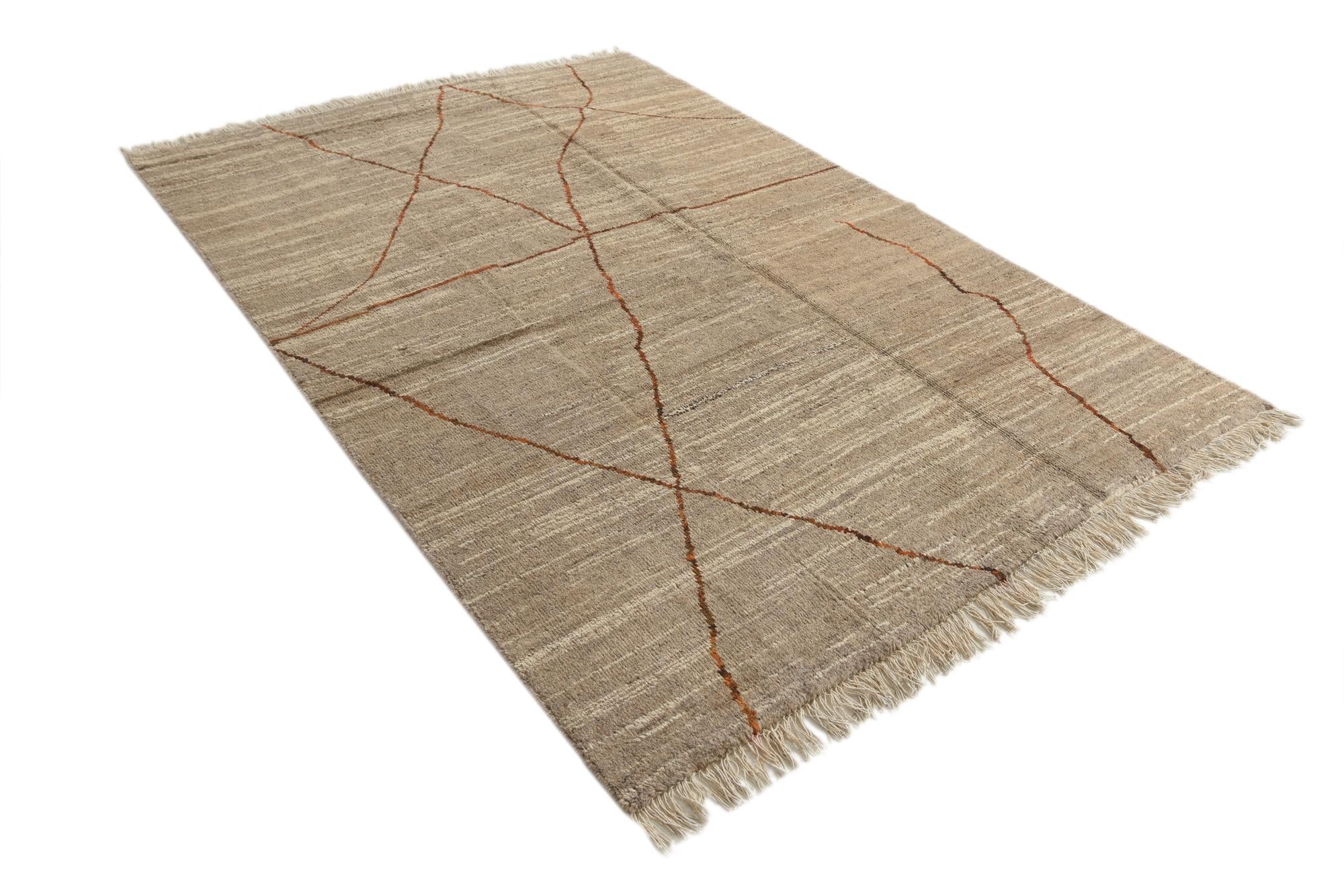 5' 7 x 8' 3 Hand Knotted Moroccan Wool Rug