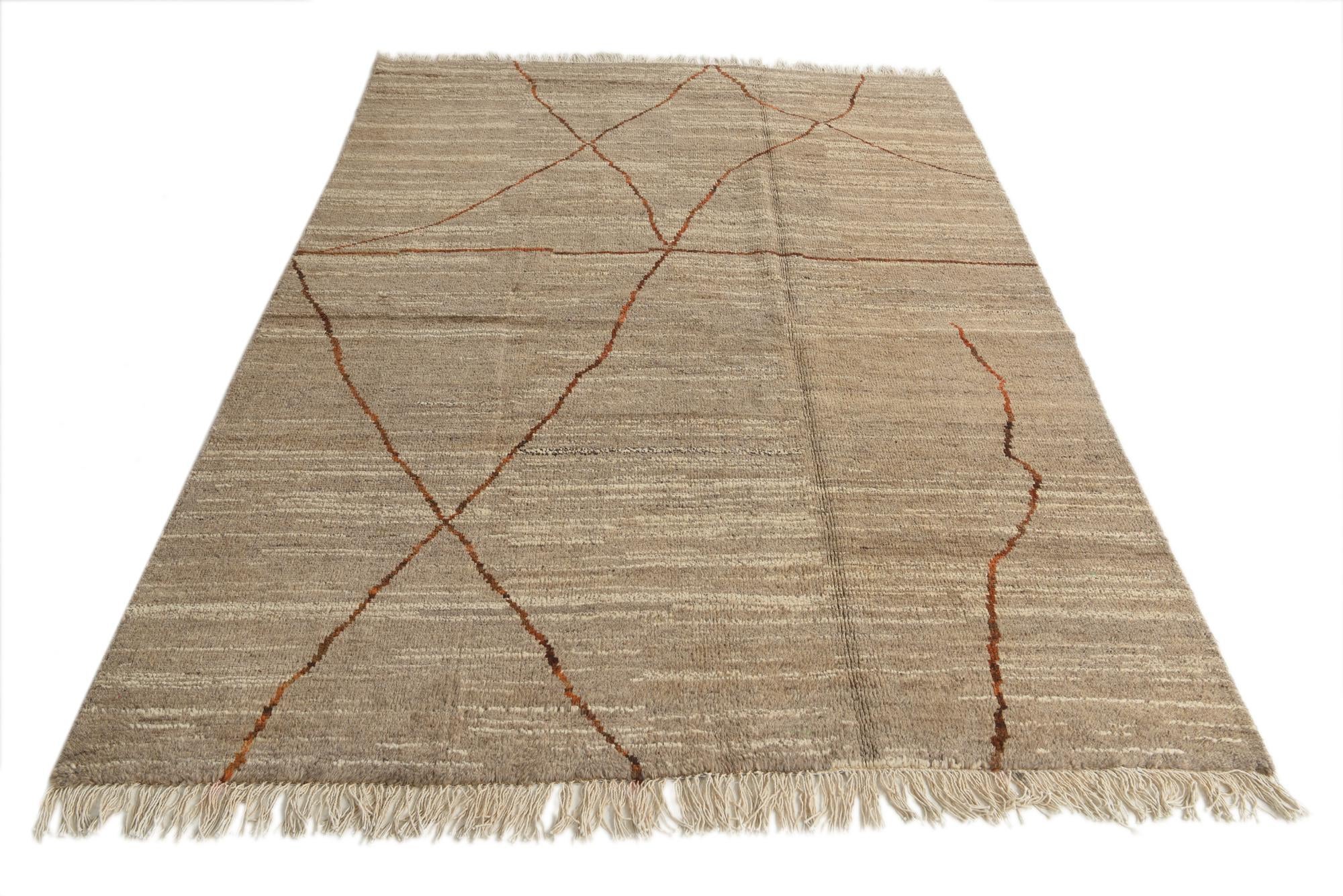 5' 7 x 8' 3 Hand Knotted Moroccan Wool Rug