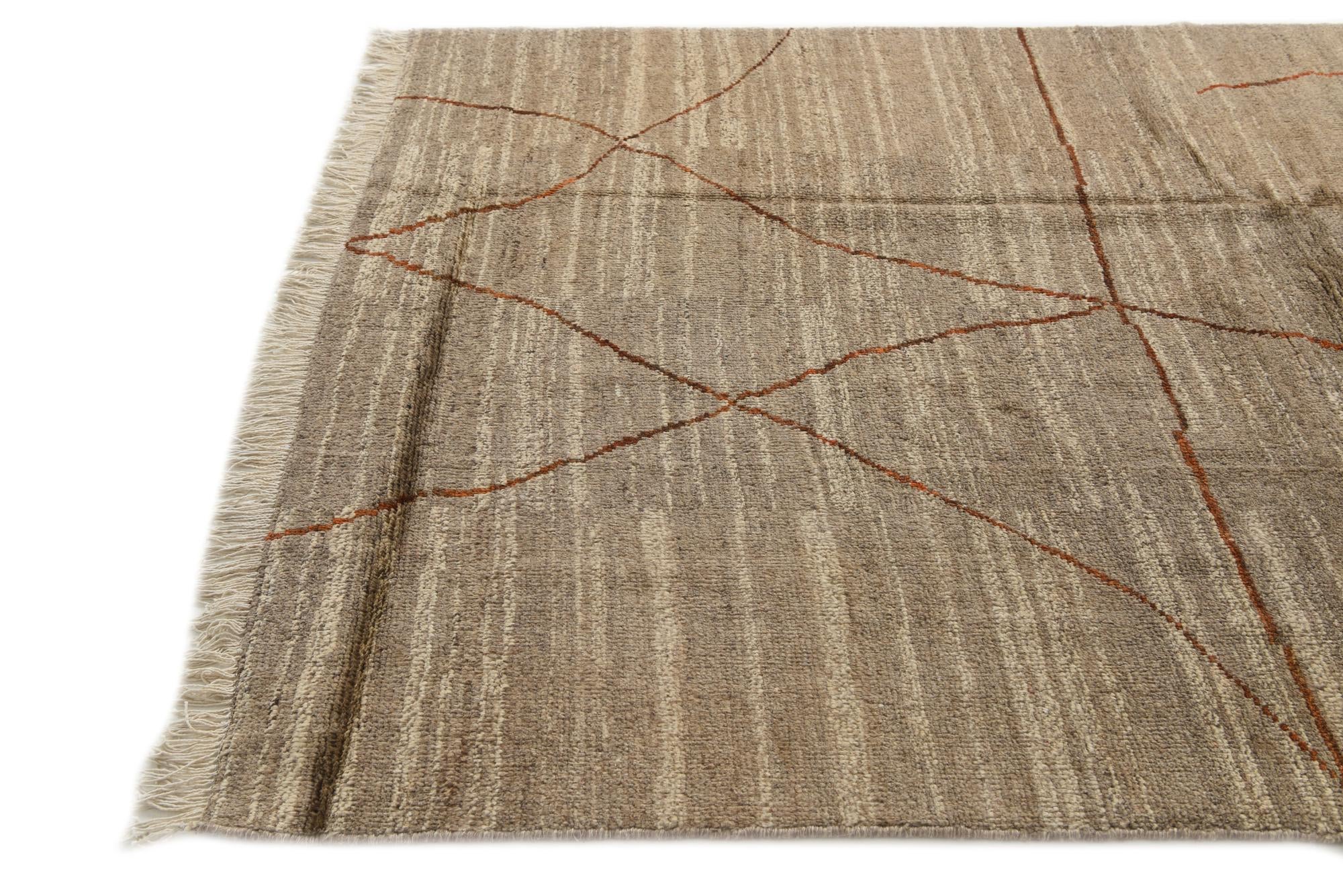 5' 7 x 8' 3 Hand Knotted Moroccan Wool Rug