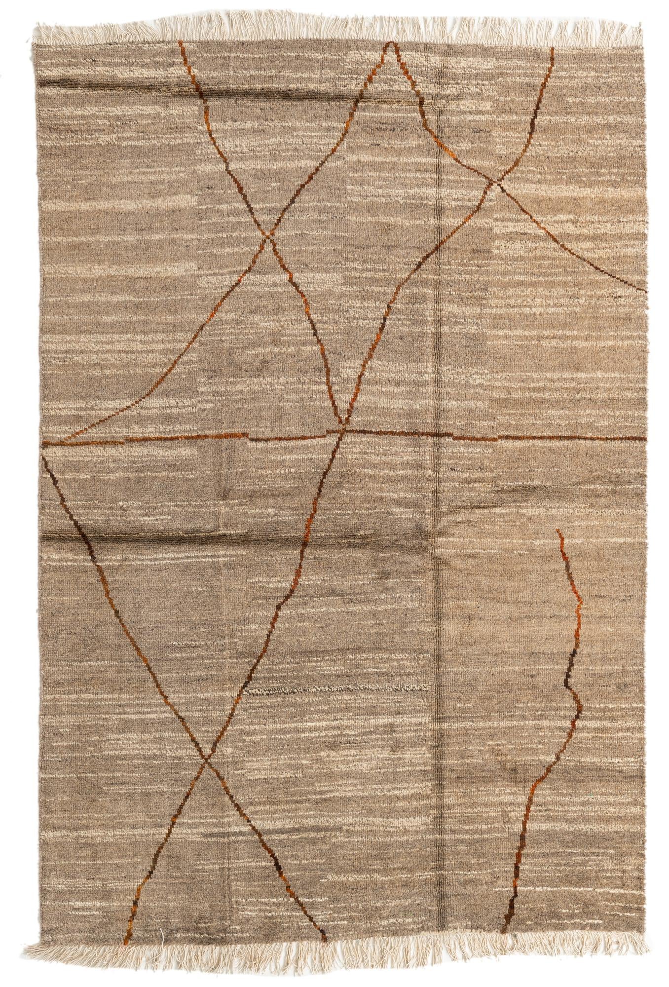 5' 7 x 8' 3 Hand Knotted Moroccan Wool Rug