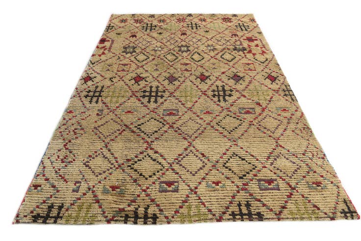 Detail image of 6' 2 x 9' 7 Hand Knotted Moroccan Wool Rug