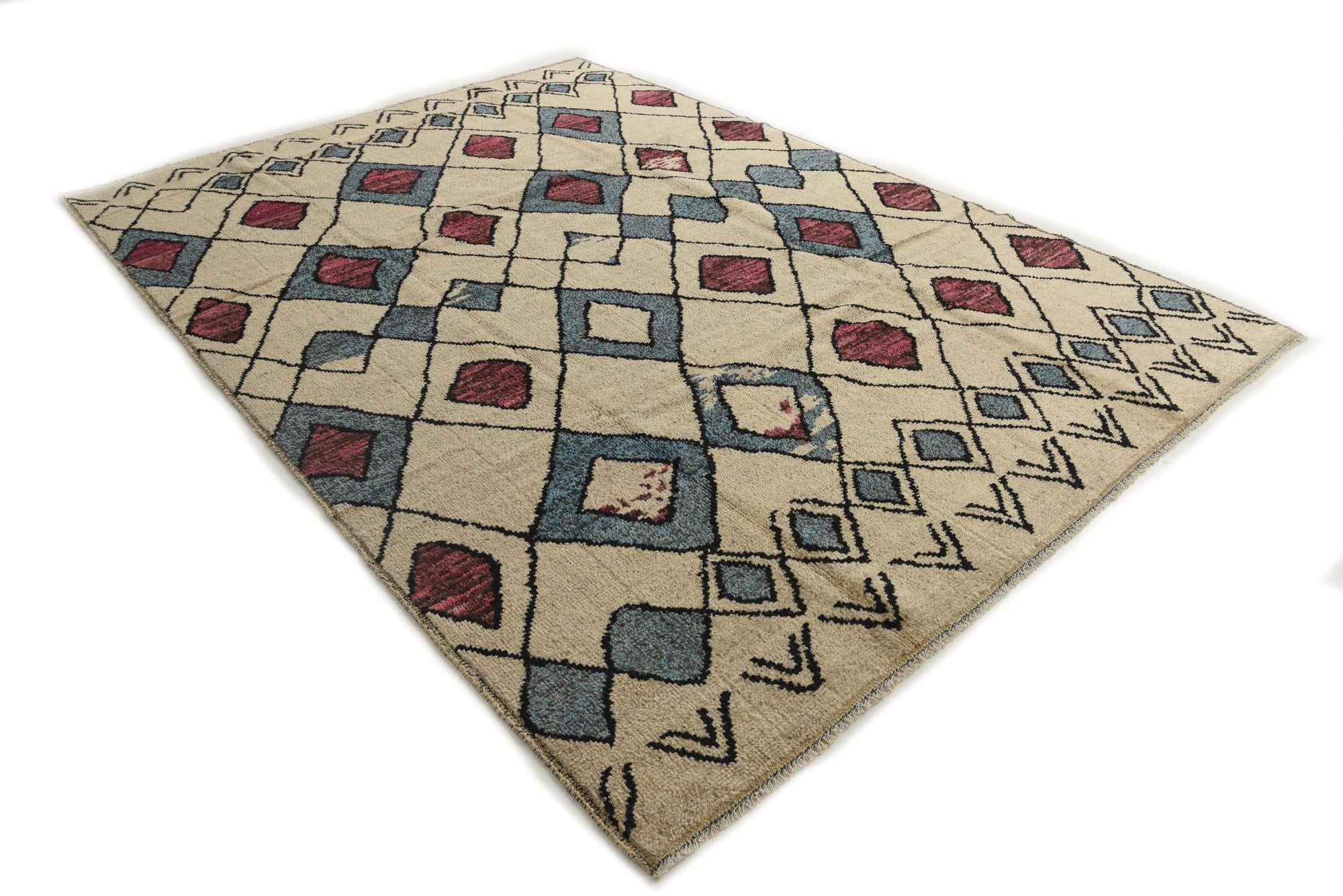 9' x 12' 5 Hand Knotted Moroccan Wool Rug
