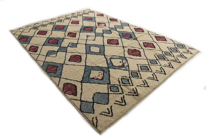 9' x 12' 5 Hand Knotted Moroccan Wool Rug