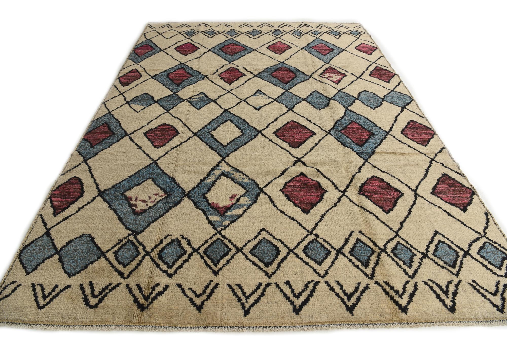 9' x 12' 5 Hand Knotted Moroccan Wool Rug
