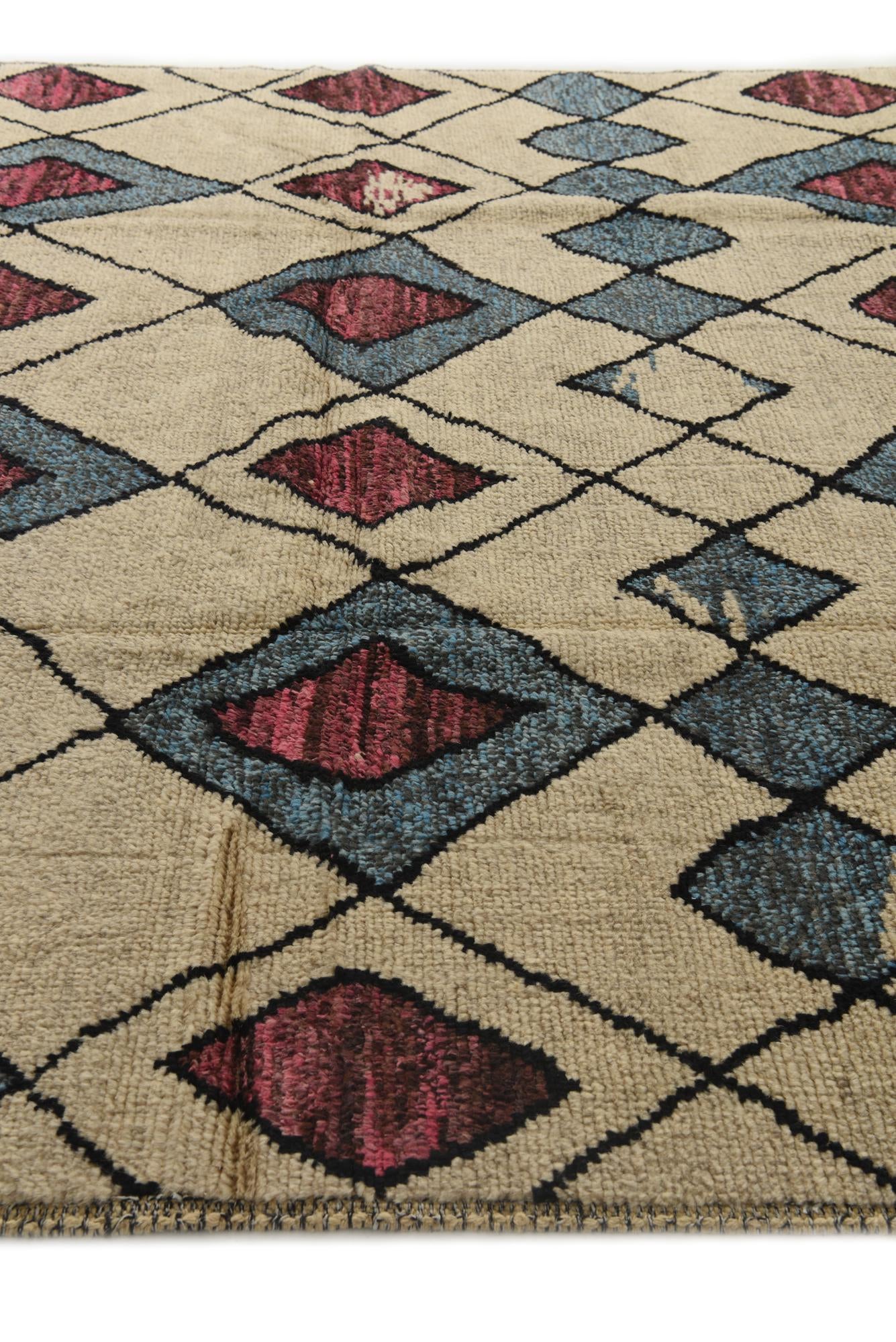 9' x 12' 5 Hand Knotted Moroccan Wool Rug