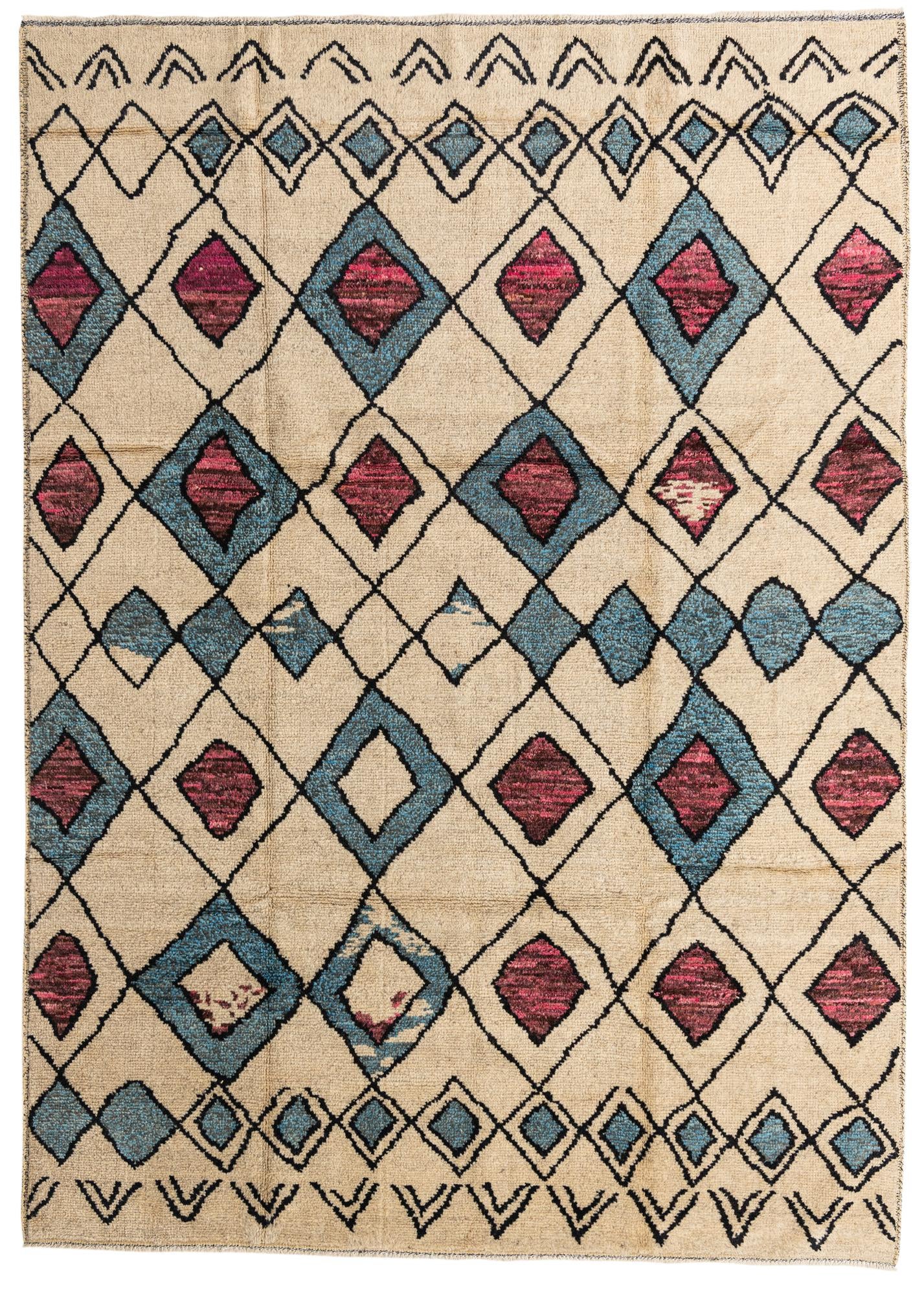 9' x 12' 5 Hand Knotted Moroccan Wool Rug