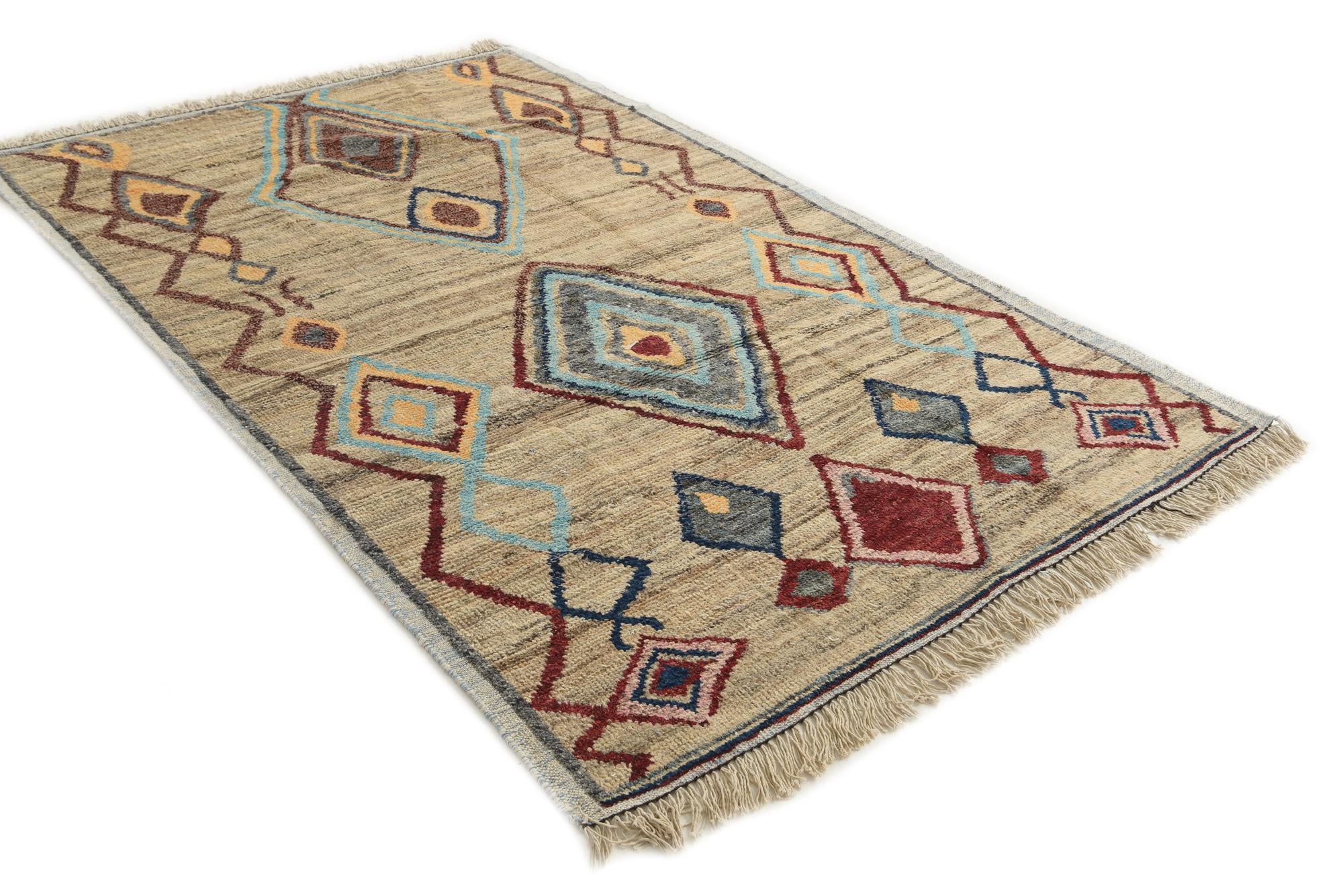 5' 10 x 9' 2 Hand Knotted Moroccan Wool Rug