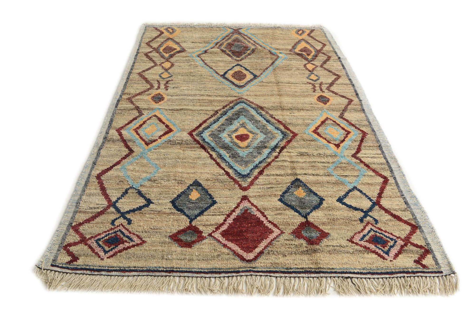 5' 10 x 9' 2 Hand Knotted Moroccan Wool Rug