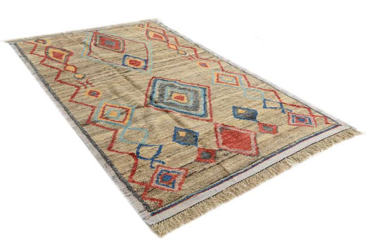 6' x 9' 5 Hand Knotted Moroccan Wool Rug