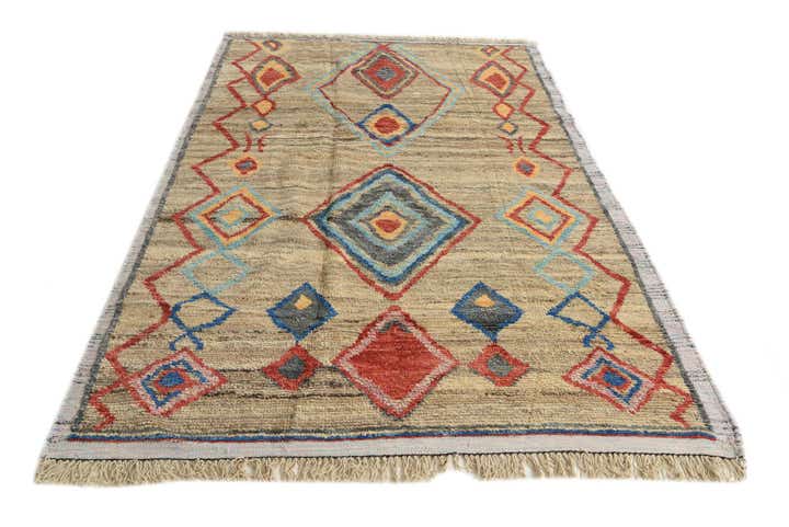 6' x 9' 5 Hand Knotted Moroccan Wool Rug