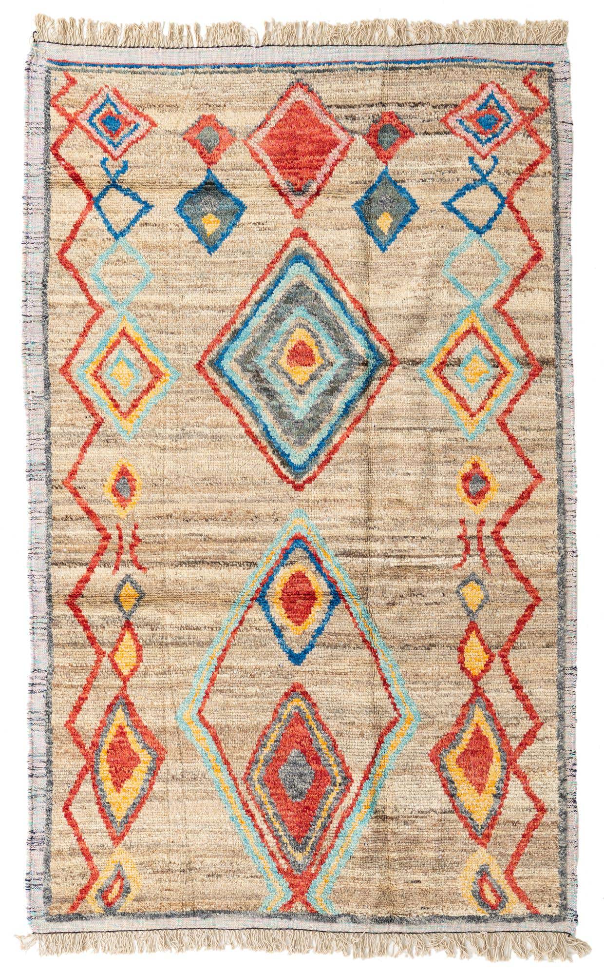 6' x 9' 5 Hand Knotted Moroccan Wool Rug