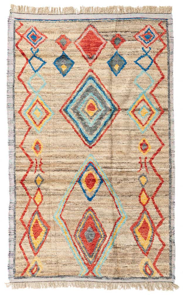 6' x 9' 5 Hand Knotted Moroccan Wool Rug