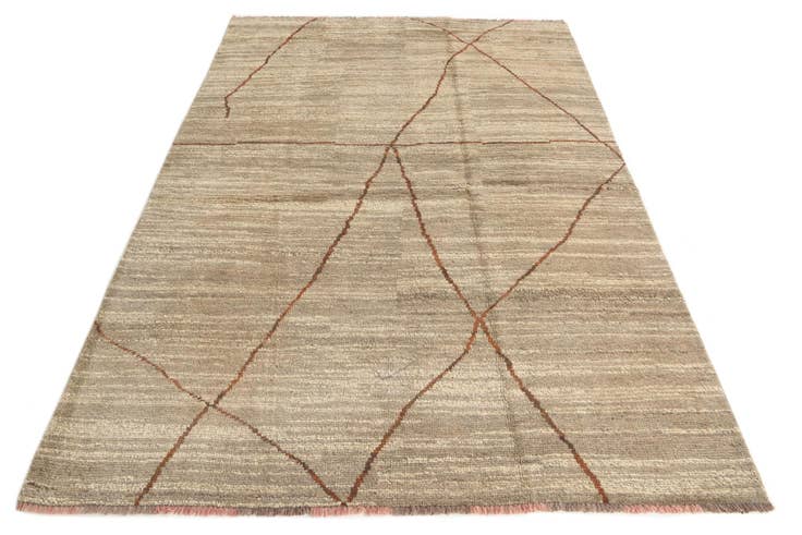 Detail image of 5' 9 x 8' 3 Hand Knotted Moroccan Wool Rug