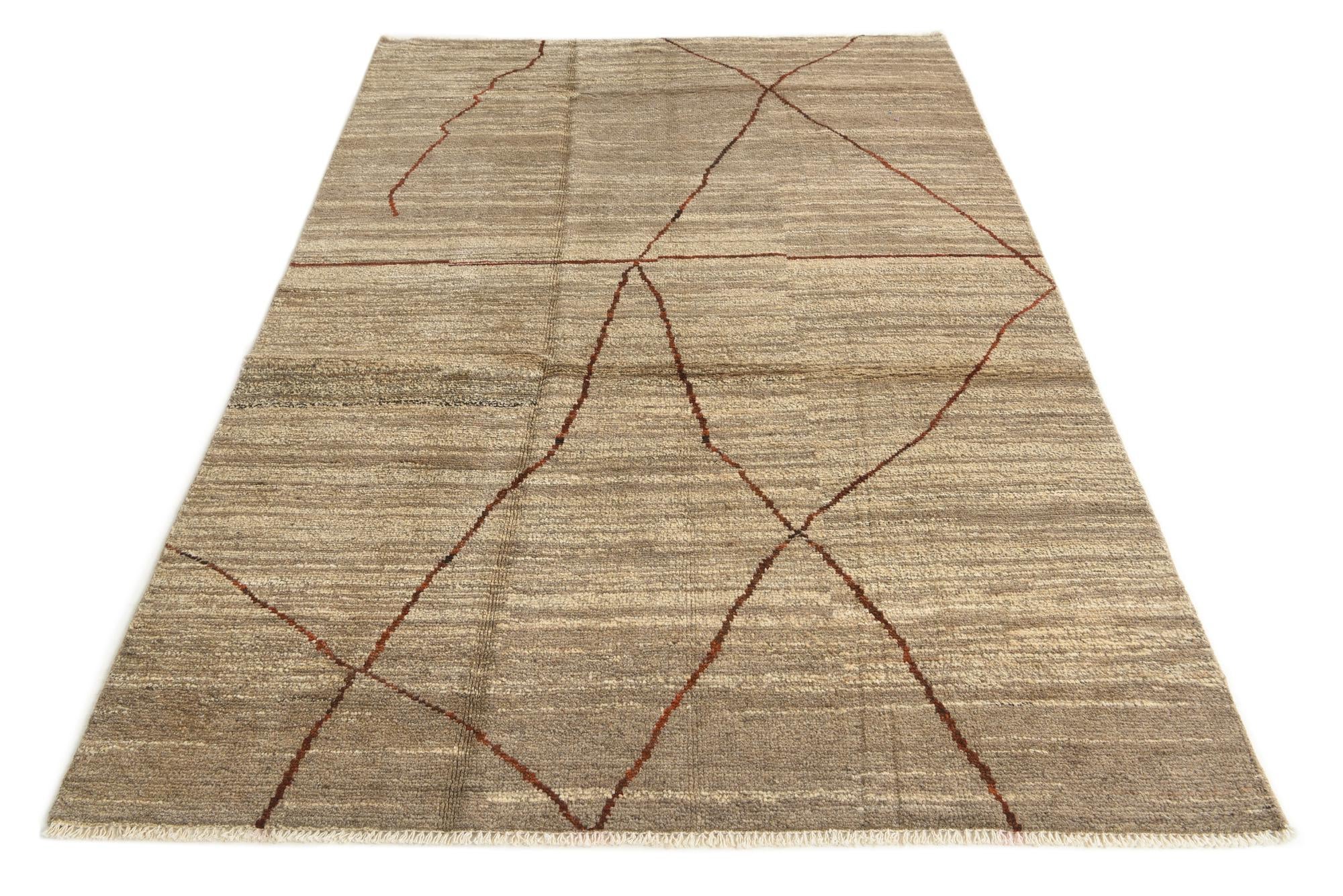 5' 8 x 8' 4 Hand Knotted Moroccan Wool Rug