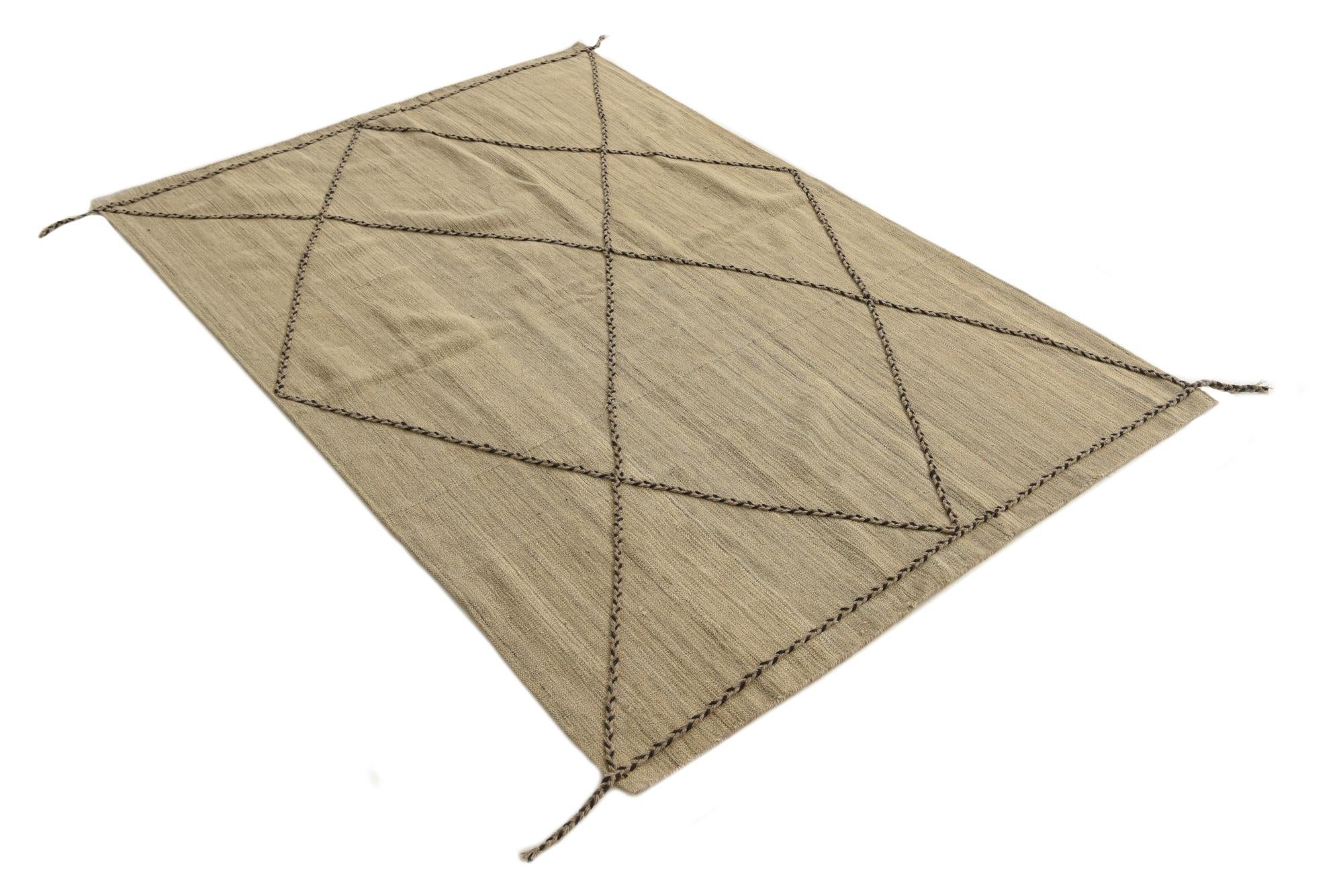 4' 6 x 6' 8 Hand Knotted Moroccan Wool Rug
