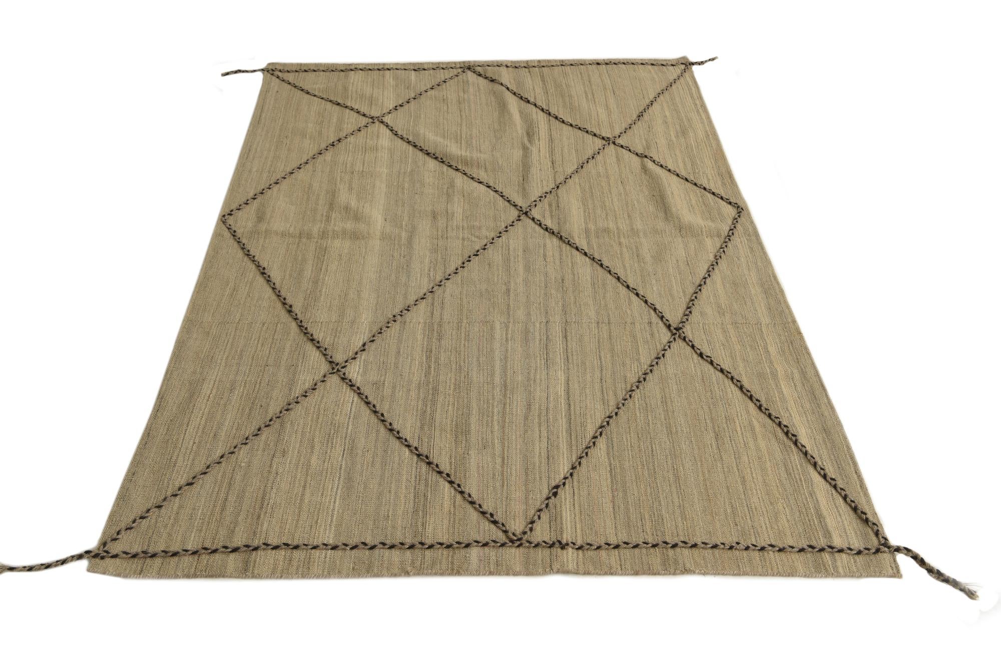 4' 6 x 6' 8 Hand Knotted Moroccan Wool Rug