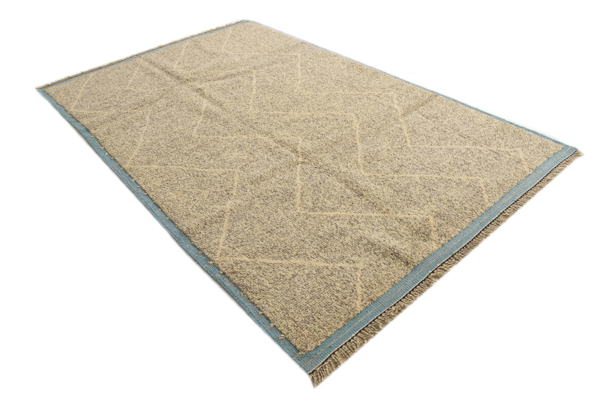 6' 2 x 9' 6 Hand Knotted Moroccan Wool Rug