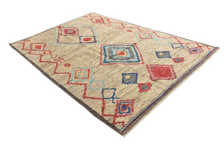 6' 4 x 9' 3 Hand Knotted Moroccan Wool Rug