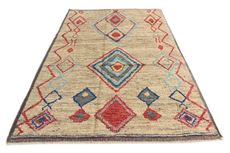 Detail image of 6' 4 x 9' 3 Hand Knotted Moroccan Wool Rug