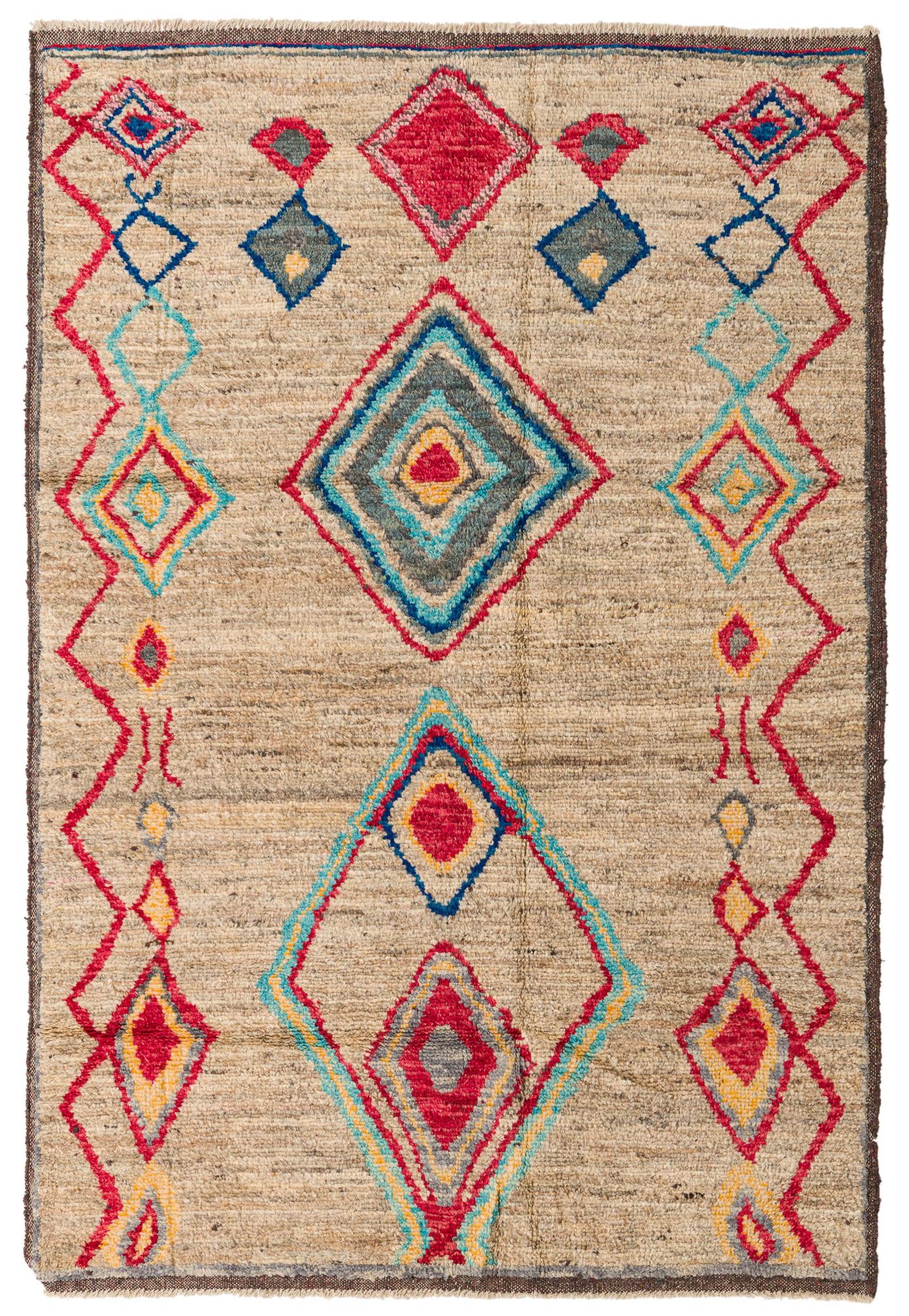 6' 4 x 9' 3 Hand Knotted Moroccan Wool Rug