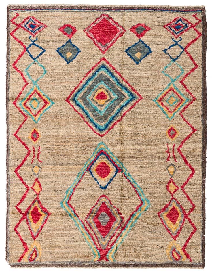 Detail image of 6' 4 x 9' 3 Hand Knotted Moroccan Wool Rug