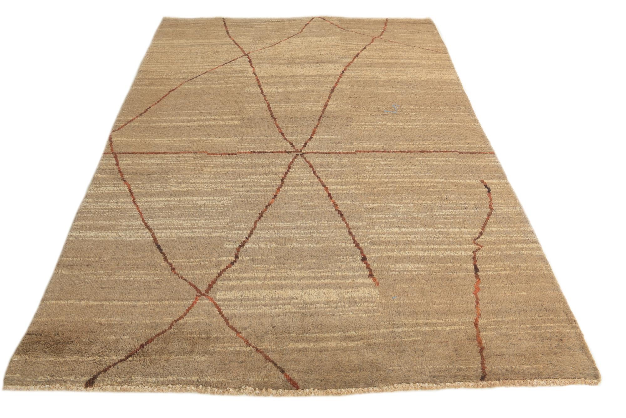 5' 8 x 8' 2 Hand Knotted Moroccan Wool Rug