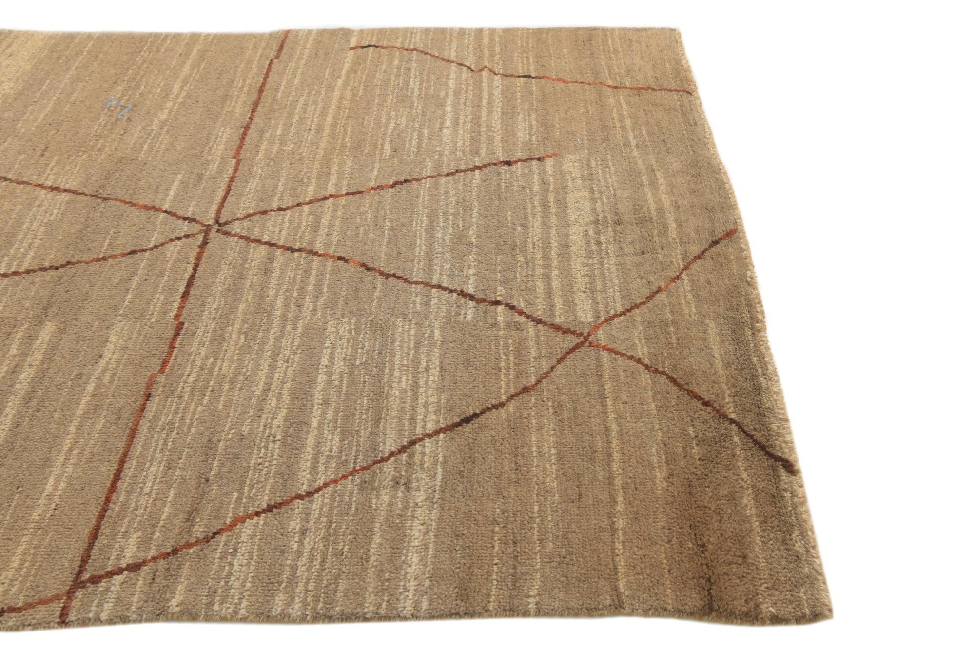 5' 8 x 8' 2 Hand Knotted Moroccan Wool Rug