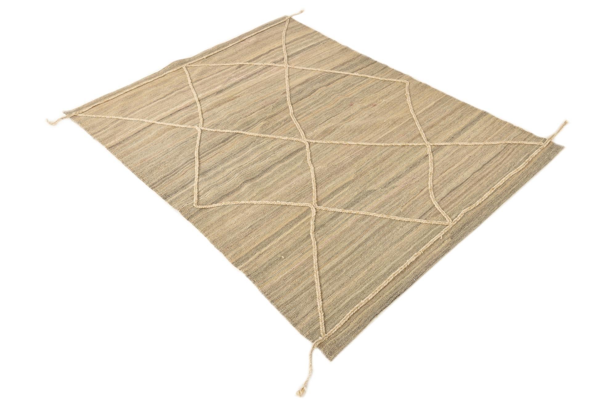 4' 5 x 6' Hand Knotted Moroccan Wool Rug