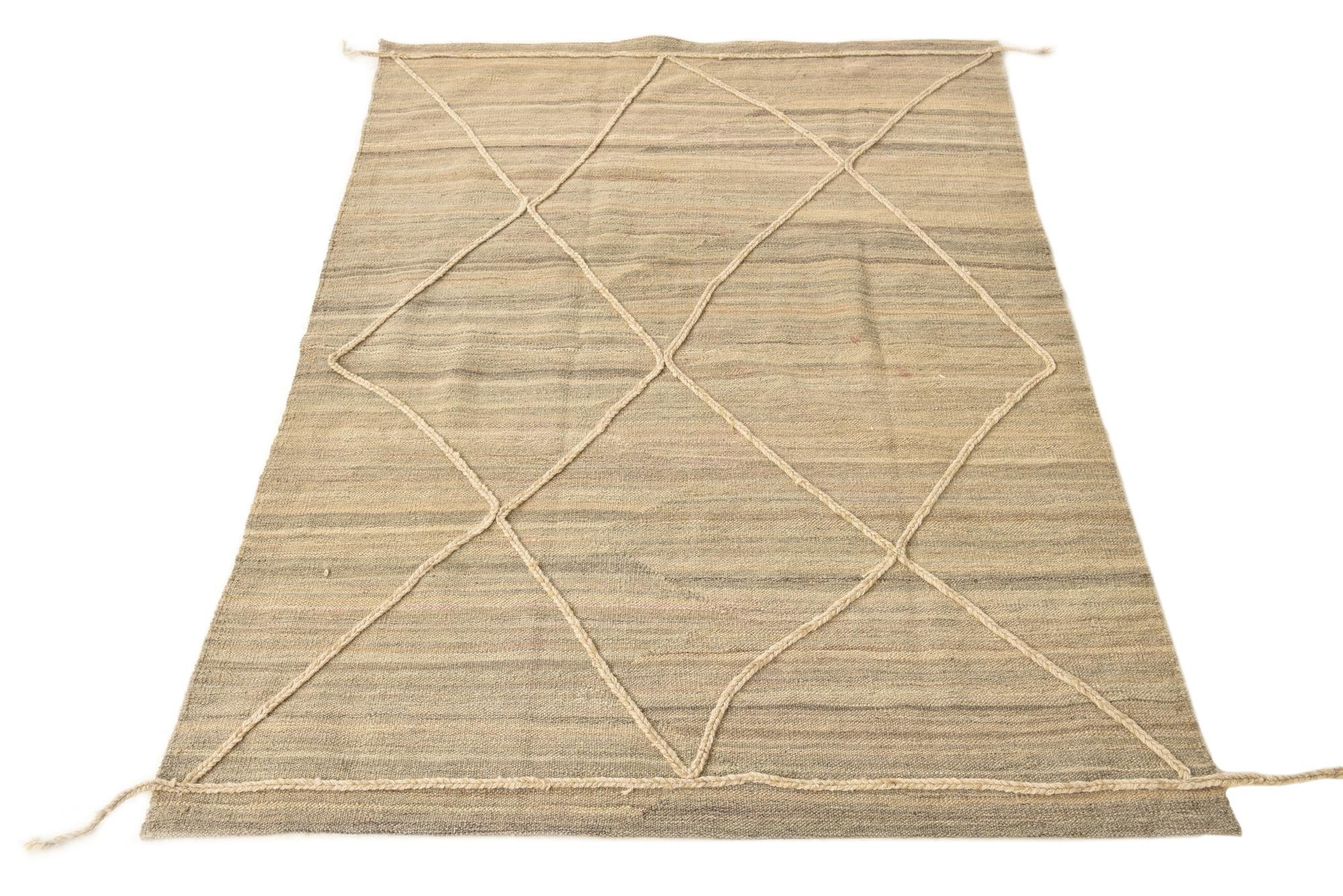 4' 5 x 6' Hand Knotted Moroccan Wool Rug