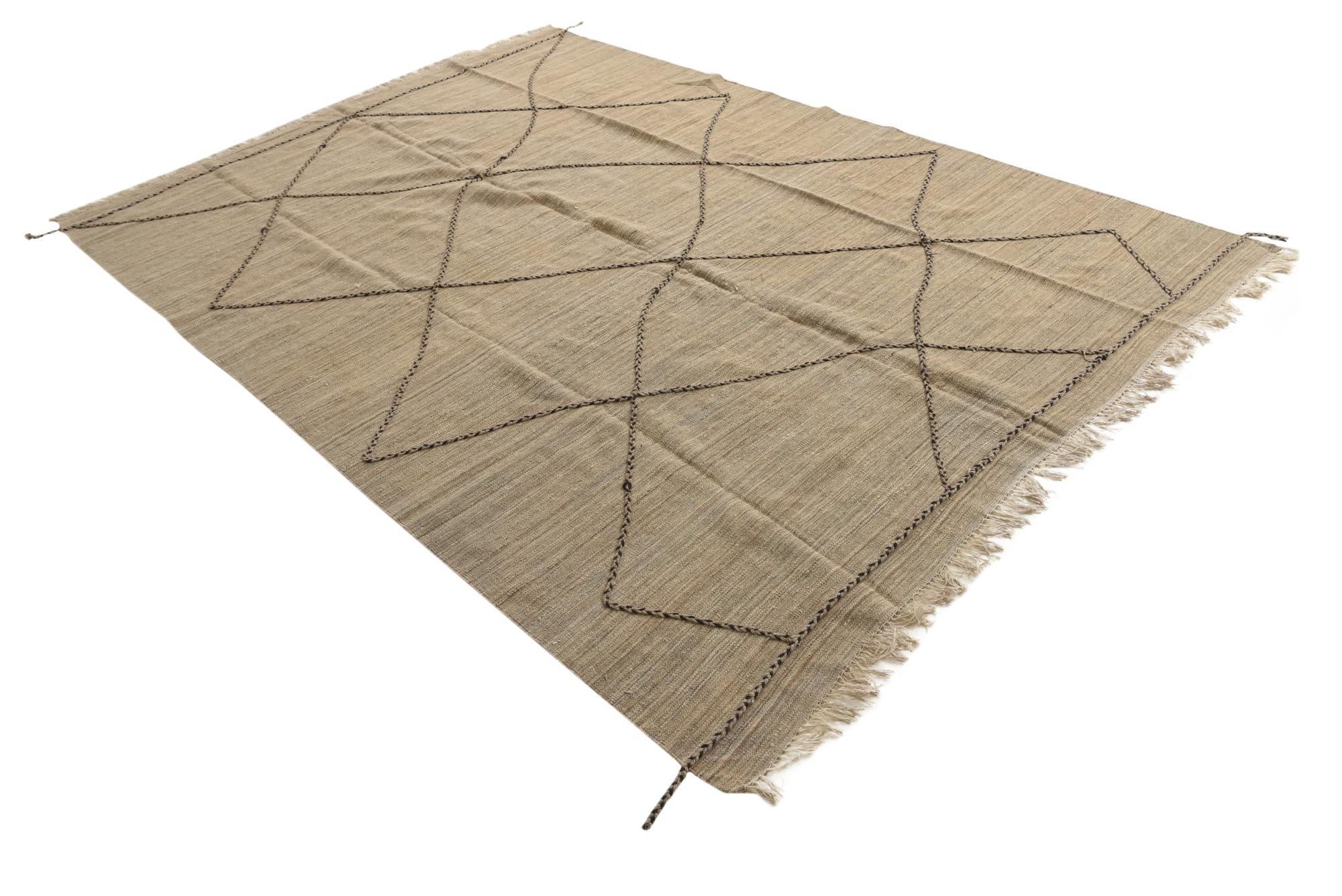 6' 9 x 9' 8 Hand Knotted Moroccan Wool Rug