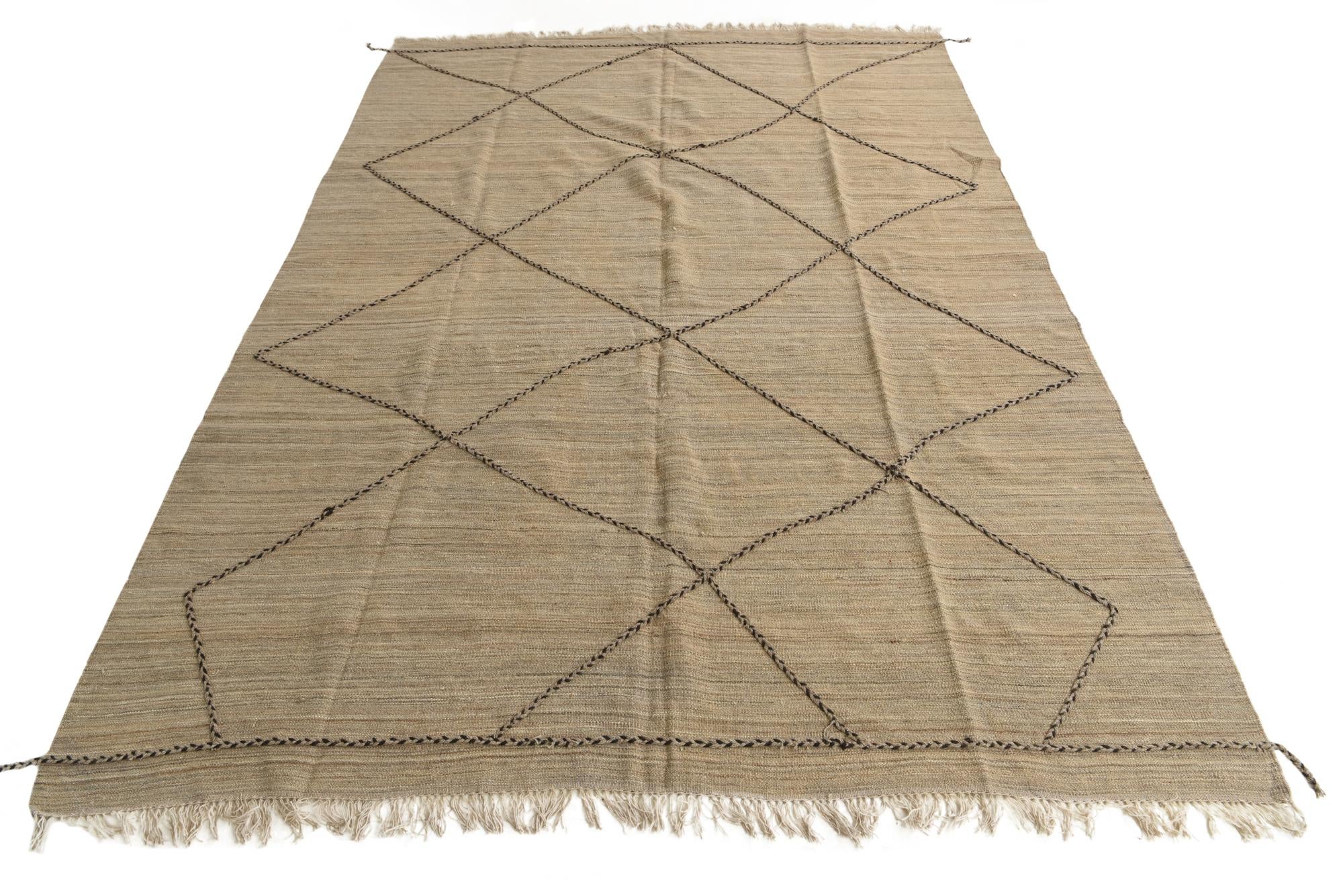 6' 9 x 9' 8 Hand Knotted Moroccan Wool Rug