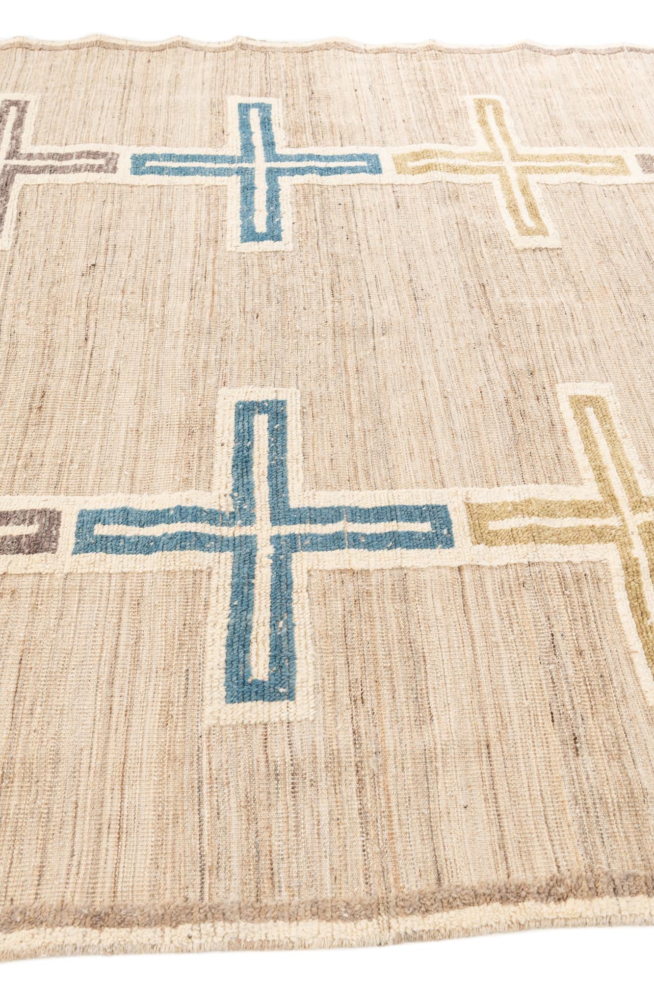 8' x 10' 5 Hand Knotted Moroccan Wool Rug