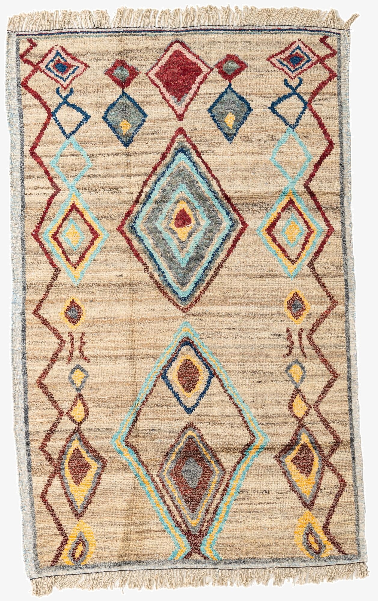 5' 10 x 9' 2  Hand Knotted Moroccan Wool Rug