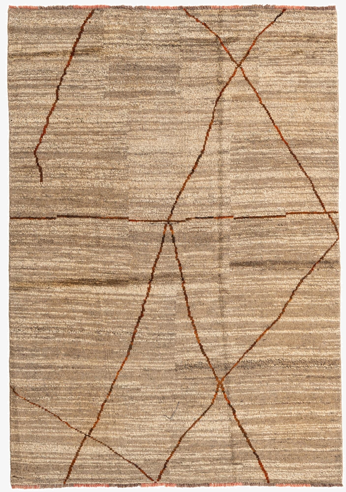 5' 9 x 8' 3  Hand Knotted Moroccan Wool Rug