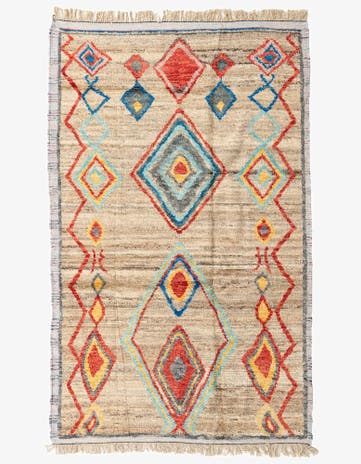 6' x 9' 5 Hand Knotted Moroccan Wool Rug