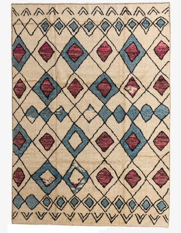 9' x 12' 5 Hand Knotted Moroccan Wool Rug