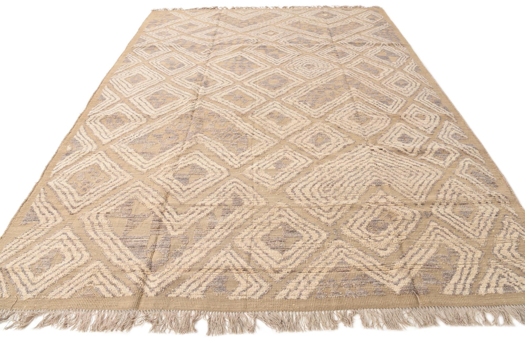 9' x 12' 4 Hand Knotted Oushak Wool Rug