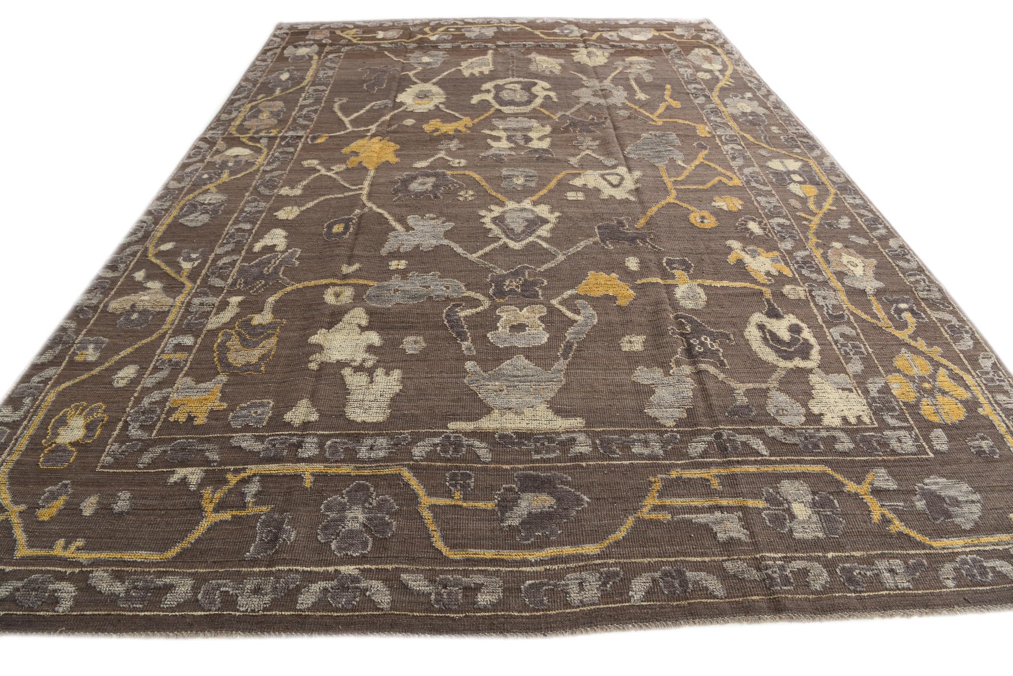 10' x 14' 5 Hand Knotted Oushak Wool Rug