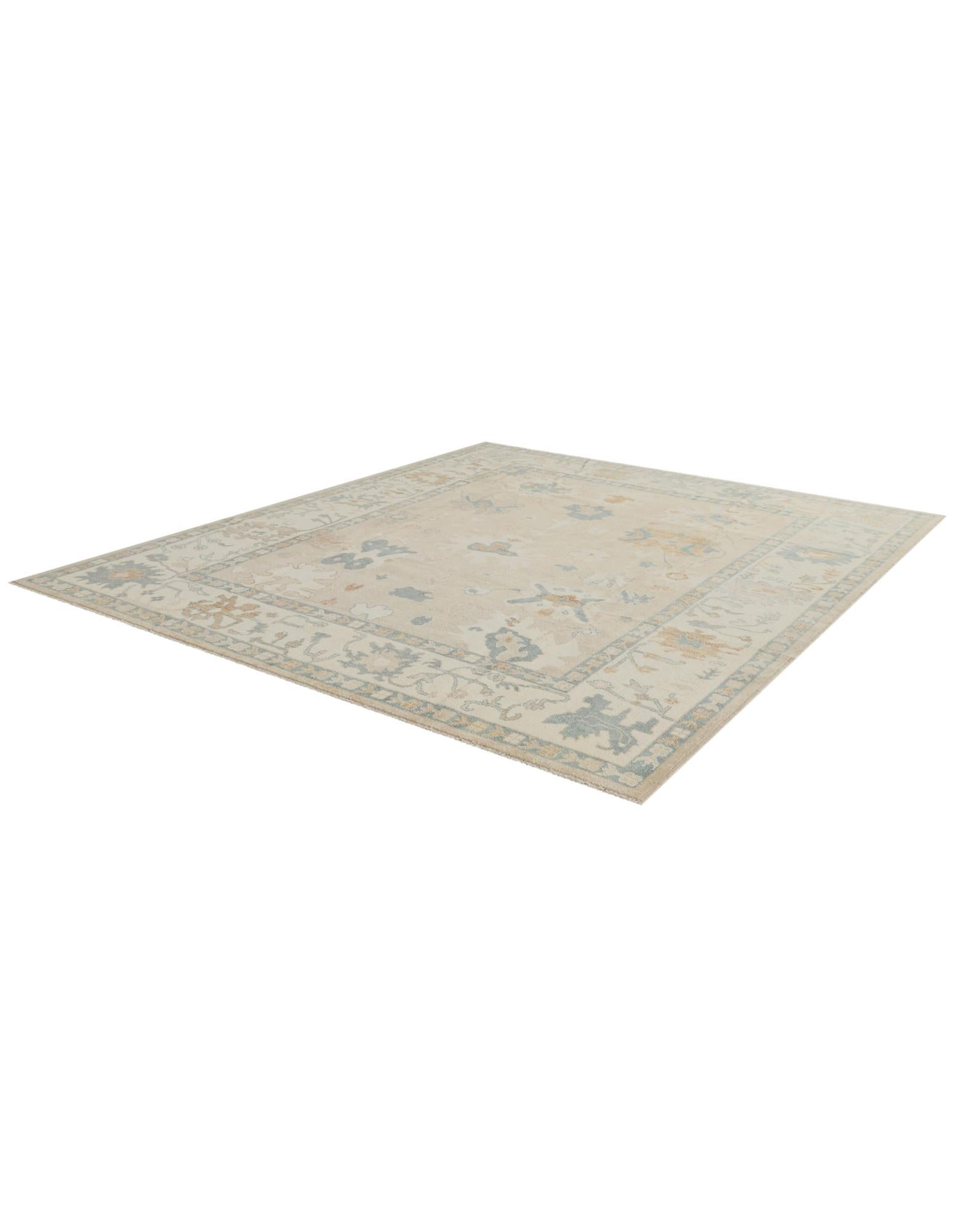 8' 7 x 9' 8 Hand Knotted Oushak Wool Rug